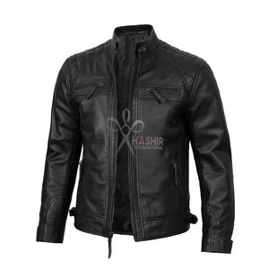 Chaqueta de Cuero Genuino al por Mayor para Hombre, Calidad Premium, Cuello Alto de Lona, Ropa Exterior Transpirable de Invierno para Motociclistas y Estilo Urbano - Product Image 1