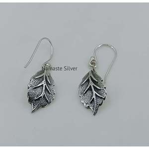 925 Sterling Silver Handmade Dangle Drop Earrings Women's Boho Silver <b>Leaf</b> Design Gold Plated Gift - Product Image 6