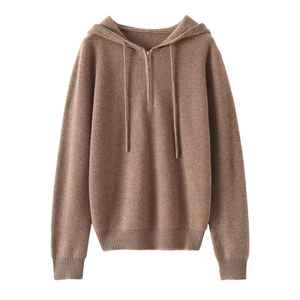 Venta al por mayor personalizada Mujeres 100% Cachemira Sudadera con capucha Suéter 1/4 Cremallera Cachemira Jersey Lujo Cachemira Sudadera con capucha - Product Image 1