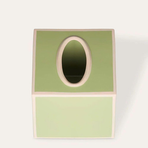 Boîte à mouchoirs en laque haute brillance avec bordure dorée, artisanat en laque, porte-mouchoirs décoratif, accessoire de maison haut de gamme, OEM ODM - Product Image 1