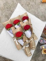 Buatan tangan benang wol massal bunga Crochet Tulip mawar bunga matahari buket untuk Hari Valentine vas pernikahan oleh penerima India