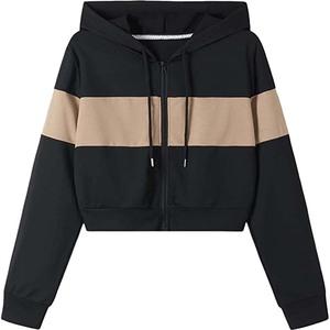 Fashion <b>Cropped</b> Hoodie for Women Zip-Up Hooded Sweatshirt Modern Casual Streetwear <b>Top</b> - Product Image 1