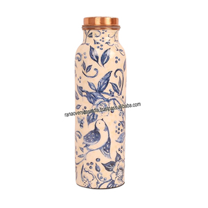 Superior Quality Blue Floral Textured Enamel Pure Copper <b>Water</b> <b>Bottle</b> Handcrafted Ayurvedic Health Benefits <b>Water</b> <b>Bottle</b> - Product Image 6