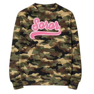 Sudadera con Cuello Redondo Camo Soror, Hermandad Griega, Rosa y Verde, Ropa Casual Elegante para Mujeres Universitarias - Product Image 3