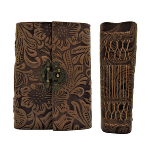 Antique C-Lock Sketchbook Journal Handmade <b>Floral</b> Embossed Brown Leather Travel Diary Promotional <b>Notebook</b> - Product Image 1