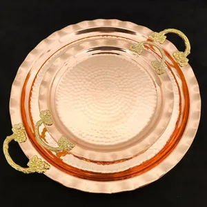 Plateau en cuivre gravé personnalisé Plateau artisanal classique pour service à thé et café Plateau personnalisé pour les commandes en gros et les cadeaux - Product Image 2