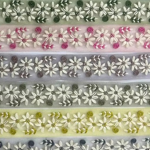 Lujo Tradicional 9 Mtr. Red de mariposa de encaje indio, flores 3D románticas simples, patrón bordado colorido, secuencia, bolsas elegantes - Product Image 4