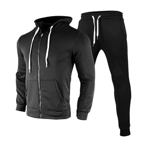 Ensemble survêtement personnalisé léger et respirant 100 % coton, pantalon de survêtement et sweat à capuche oversize, grande taille, hiver, uni, décontracté, 2-en-1 - Product Image 2