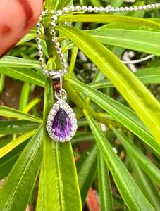Collier d'améthyste Pendentif en argent sterling 925 Bijoux faits main en pierres précieuses Cadeau pour elle Collier élégant pour femme - Product Image 2