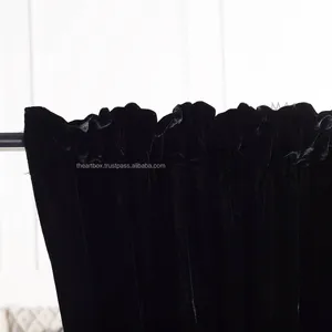 ผ้าม่านพรีเมี่ยมแบบหรูหราสำหรับทุกพื้นที่ม่านแขวนแบบผ้าม่านสีดำทึบธรรมชาติม่านแขวนสำหรับฉากหลังม่านแขวนสองแผงขนาดใหญ่ - Product Image 1