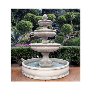 Fontaine de cour en marbre élégante avec un design de sculpture artistique pour le patio du jardin de la villa et un aménagement extérieur exclusif - Product Image 5