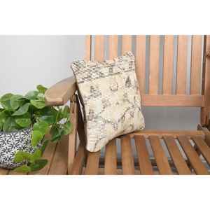 Oreiller Patchwork Kantha en laine beige 12x12 pouces luxueux Vintage brodé moelleux imprimé coussin rustique pour une utilisation au sol - Product Image 2