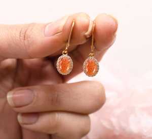 Pendientes de plata de ley 925 con piedra solar natural y baño de oro de 14 quilates, elegantes joyas nupciales para mujer - Product Image 4