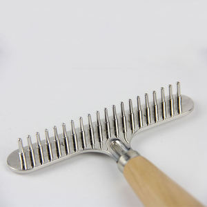 หวีแปรงขนสัตว์เลี้ยงแบบยั่งยืนผลิตภัณฑ์ทำความสะอาดและตัดแต่งขนสัตว์เลี้ยงด้ามจับทำจากไม้หวีสำหรับสัตว์เลี้ยง - Product Image 6