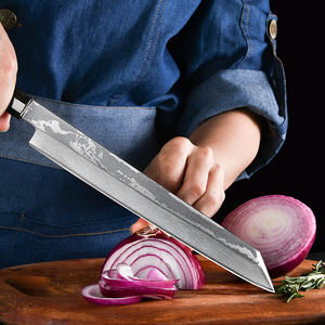 Couteau de chef de couleur personnalisée, chef-d'œuvre, à biseau unique, en acier Damas VG10, fait à la main, ambidextre, finition brossée, couteau de cuisine - Product Image 3