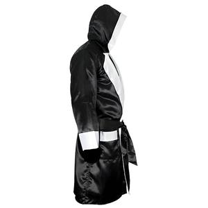 ชุดคลุมชกมวย2025สำหรับผู้ชายผ้าโพลีเอสเตอร์สีดำระบายอากาศได้ดีชุดฝึกมวยไทย MMA - Product Image 3