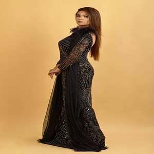 Vestido de Noche Largo Negro de la Mejor Calidad |   Vestido Formal Entallado para Mujer con Servicio de Diseño Personalizado para Exportación a Granel - Product Image 5