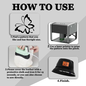 Patchs en cuir de chapeau rustique personnalisables à 6 formes avec fer adhésif sur presse à chaud Laser sergé gravure sur tissu Options de couture - Product Image 4