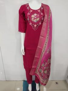 Ropa étnica moderna de lujo a la moda, pantalón Kurti de seda Maslin pesado y Dupatta con mano pesada e hilo de trabajo, moda de mujer - Product Image 4