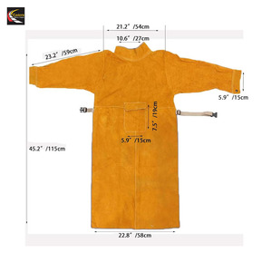 Chaqueta de soldadura resistente al calor, delantal de soldadura de cuero de vaca con manga para trabajo de corte de soldadura resistente - Product Image 6