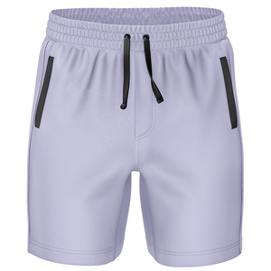 Pantalones Cortos Deportivos de Punto para Hombre, Color Morado Claro, Cintura Media, Cordón Ajustable, Secado Rápido, con Bolsillos Laterales, Estilo Atlético Informal - Product Image 2