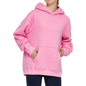 Sudadera con capucha rosa de gran tamaño personalizada unisex con puños acanalados y Capucha ajustable Esencial de invierno con estampado digital para mujer - Product Image 2
