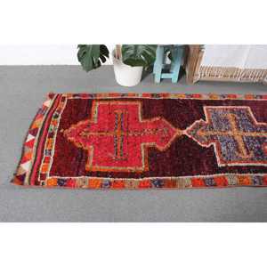2.8x10.4 ft Turkish <b>Runner</b> Rug, Vintage <b>Red</b> Plants & trees Rug - Product Image 5