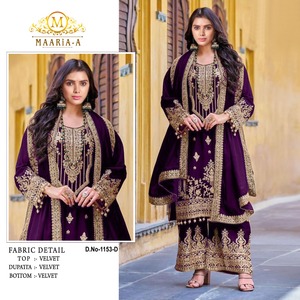 Stitched Wholesale Pakistani Dresses Original Branded Velvet <b>3</b> <b>Piece</b> <b>Suits</b> by Indian & Pakistani Clothing Kurta Set - Product Image 2