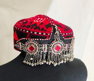 Barrette à cheveux ethnique vintage afghane brodée à la main avec tissu pour femmes - Product Image 4