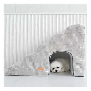 [AllmioPet] Escalones para Mascotas Estilo Cueva de Tela Suave, 5 Escalones, Gris, AMP C5 GR, 3 en 1, Escalera Interior para Perros y Gatos, para Sofá, Cama y Muebles - Product Image 2