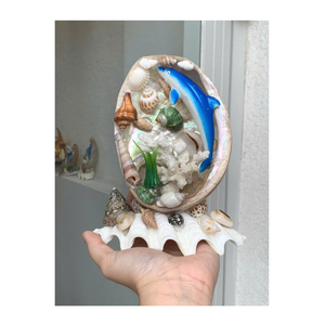 ARTESANÍAS Y REGALOS DE RESINA PERSONALIZADOS, ESTATUAS DE CONCHAS MARINAS DE Delfín DE PRIMERA CALIDAD, ADORNOS PARA ACUARIOS, PIEZAS DE ARTE HECHAS A MANO - Product Image 1