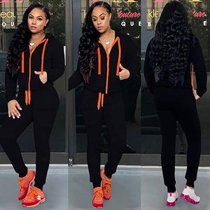 Nouveau modèle de survêtement deux pièces pour femme Ensemble décontracté pour femme Sweat-shirt à capuche zippé avec poches - Product Image 2