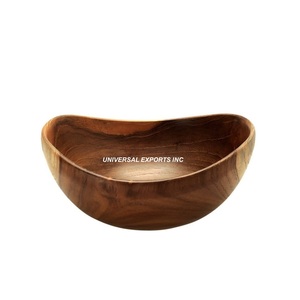 Bol à chocolat ovale en bois fini naturel bol sucré fait à la main classique élégant en gros nouveau bol à salade en bois - Product Image 1