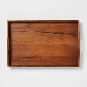 Plateau de rangement en bois au meilleur prix avec poignées en laiton de qualité supérieure, base épaisse, finition élégante pour salle à manger, bar, table basse, décoration intérieure - Product Image 6