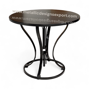Mesa redonda negra elegante y moderna Base de metal curvada elegante con acabado liso, perfecta para comedor, sala de estar o espacios pequeños - Product Image 6