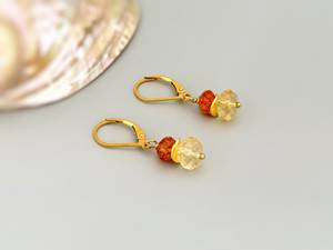 Pendientes colgantes de citrino y piedra solar en plata de ley hechos a mano, joyería de piedras preciosas amarillas y naranjas, regalo de piedra natal de noviembre - Product Image 3