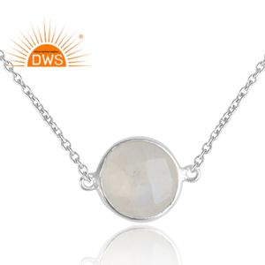 สร้อยคอจี้มูนสโตนสีรุ้งธรรมชาติทำจากเงินสเตอร์ลิงดีไซน์ล่าสุด - Product Image 2