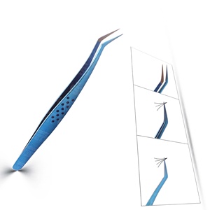 Custom Stainless Steel Precision <b>Manicure</b> Fiber Tip <b>Tweezers</b> for Eyelash Extension 45 75 90 Degree Private Label - Product Image 5