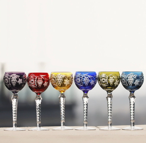 Verres à vin <span class=keywords><strong>en</strong></span> <span class=keywords><strong>cristal</strong></span> multicolores et taillés à la main, verres à vin à pied et à base taillés, décoration de bar à domicile - Product Image 2