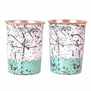 Verre à eau en cuivre pur imprimé, durable et écologique, grande capacité pour un usage quotidien domestique, hydratation ayurvédique régulière - Product Image 2