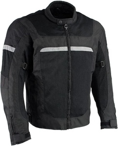 Chaqueta de moto de carreras de malla negra personalizada de primera calidad con ribete reflectante, a prueba de viento, transpirable, unisex, OEM para todas las estaciones - Product Image 1
