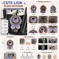 Porte-clés en peluche Lion rose et bleu, pendentif de sac à dos, prix d'usine, personnalisable