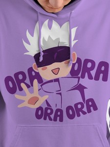 Men <b>Jujutsu</b> <b>Kaisen</b> Ora Ora Anime Printed Embroidered Hooded Winter 100% Cotton Sweatshirt <b>Hoodies</b> - Product Image 2