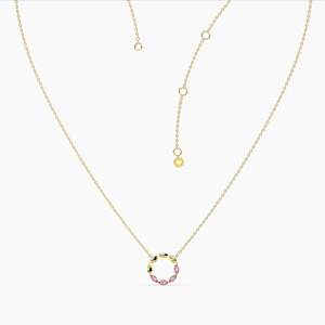 Plata de Ley 925, collar circular de circón Rosa Marquesa chapado en oro de 14 quilates, colgante de círculo abierto, regalo de joyería fina minimalista delicada - Product Image 2