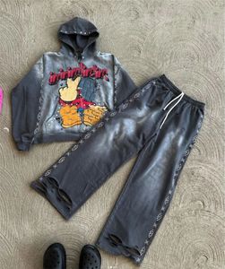 Streetwear personalizado DTG impreso gráfico sol se desvaneció vintage lavado ácido recortada boxy cremallera chaqueta con capucha para los hombres - Product Image 3