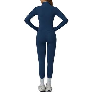 Ensemble de yoga 3 pièces personnalisé pour femme : haut de sport ajusté à manches longues, soutien-gorge de sport et veste zippée intégrale pour le fitness en extérieur - Product Image 3