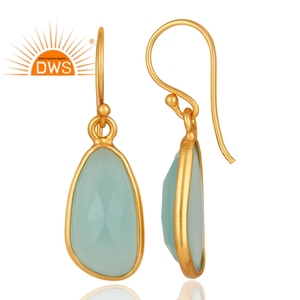 ต่างหูพลอยคาลซิโดนีธรรมชาติชุบทอง18K ทำจากเงินแท้ผลิตตามสั่ง - Product Image 3