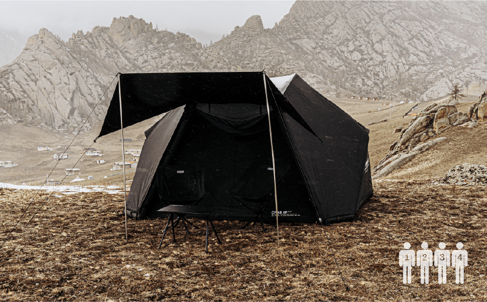 CAMVIL CRAB TENT FULL SET ブラック 4人用 【公式通販】