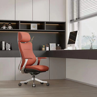 Chaise de bureau de direction ergonomique pivotante à dossier haut avec base en acier, imperméable, réglable en hauteur, design moderne, en cuir PU véritable