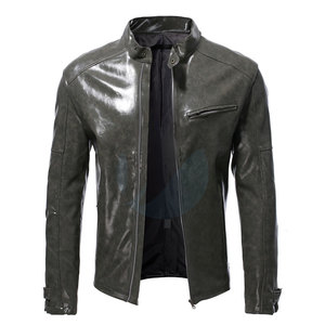 Veste en cuir de mouton pour hommes, style rue, meilleur coupe-vent avec col ras du cou, fermeture éclair, logo personnalisé, vente en gros - Product Image 1